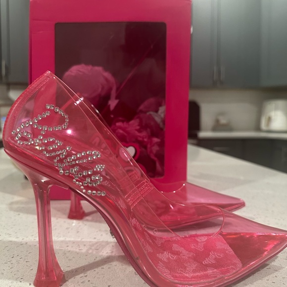 Aldo Shoes - Aldo Pink Transparent Heels with Rhinestones
